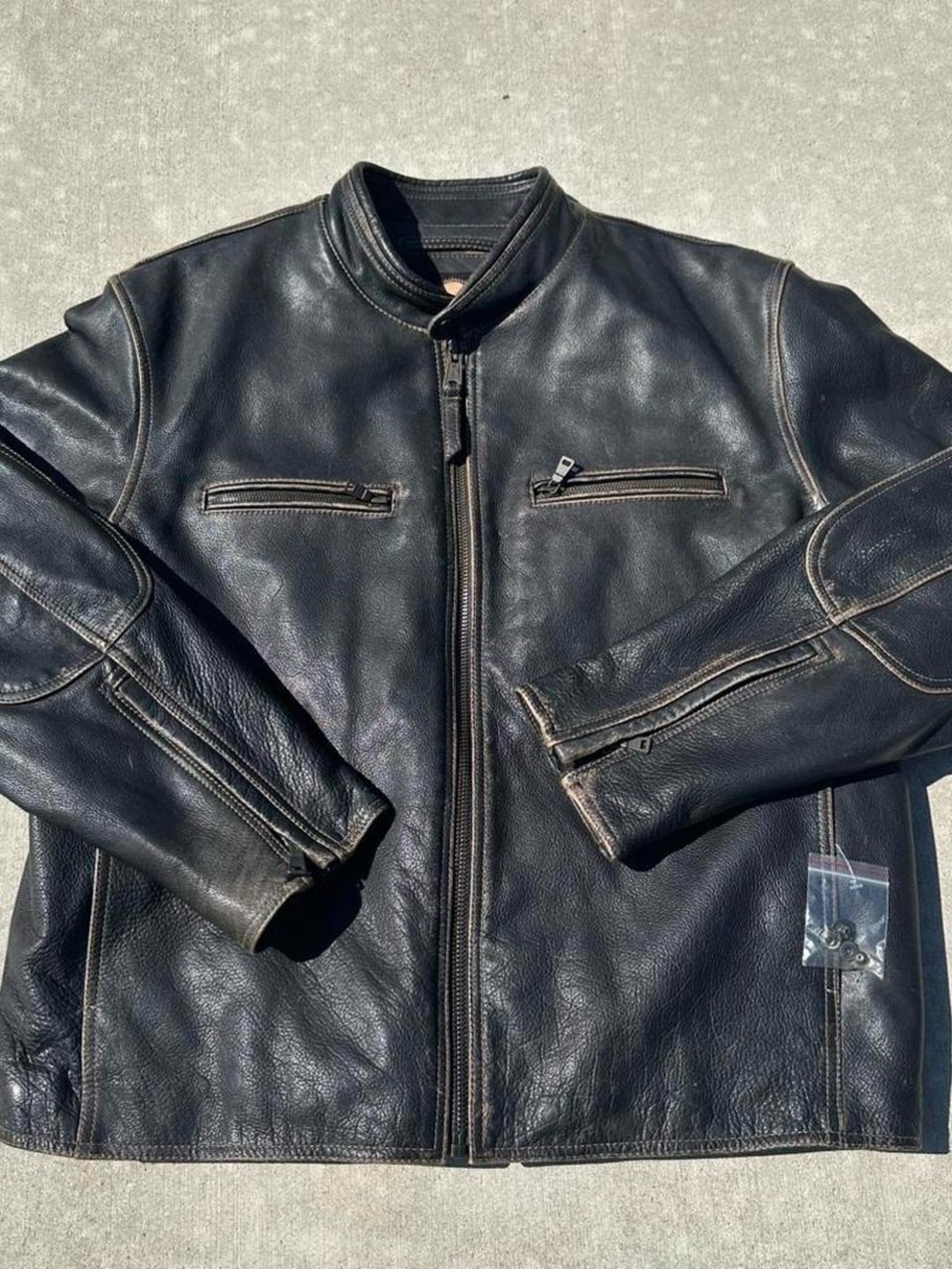 Men's Black Leather Zip-Front Jacket